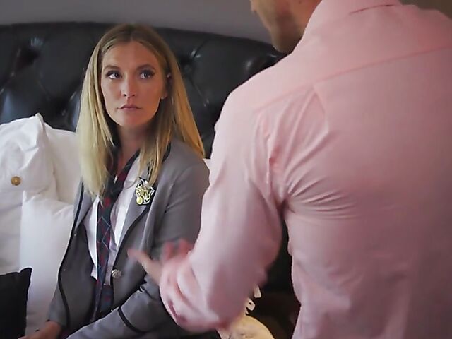 Mona Wales takes off her college uniform to have hard sex with Ryan Mclane