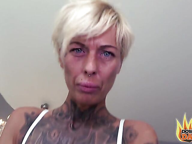 Trashy tattooed MILF Vicky Hunt gets rammed