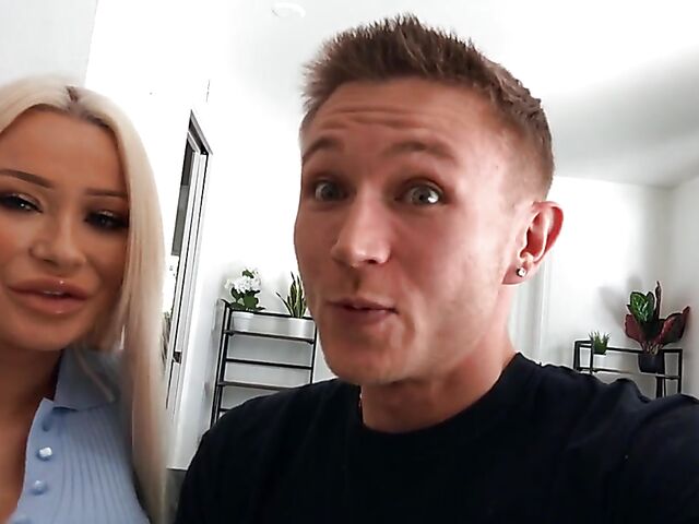 On the couch with big tits blonde Portia Paris