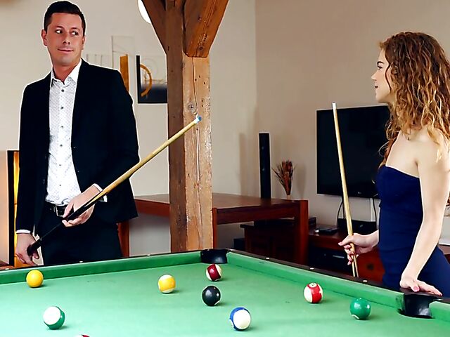 A dirty game of pool with curly hair teen Sabrina Spice
