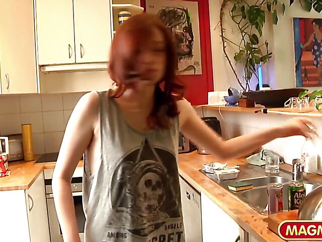 This hairy redhead teen loves intense pussy pounding