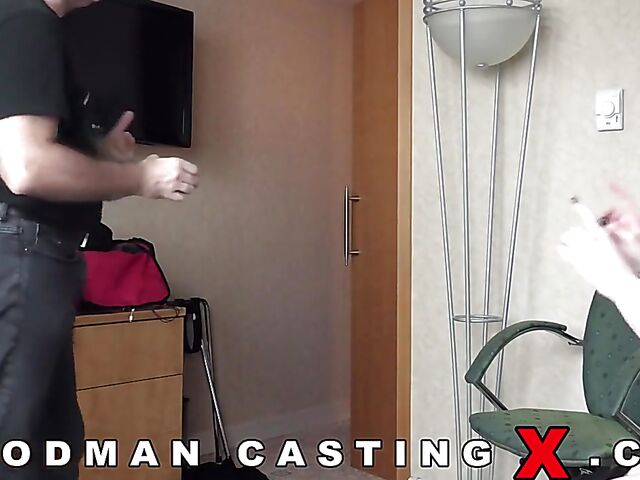 Dirty casting with Lara Malvo getting ass fucked by Woodman