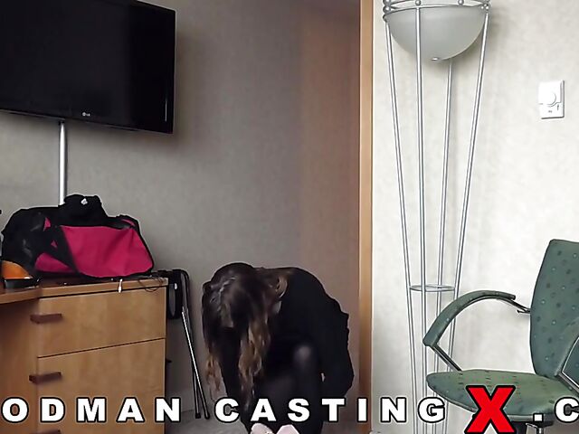 Dirty casting with Lara Malvo getting ass fucked by Woodman