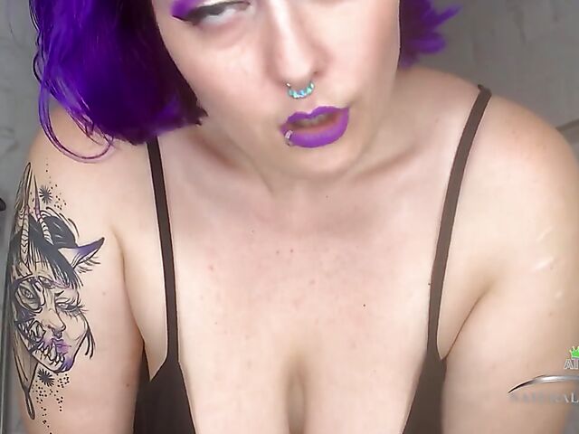 Hairy big tits shower with purple-haired Nyx Night