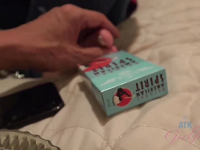 POV GF Lacy Lennon shows her shaved cunt and stimulates your cock