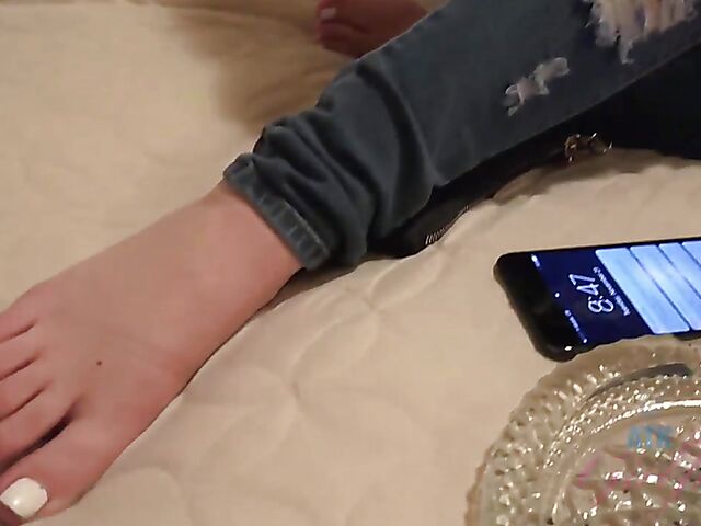 POV GF Lacy Lennon shows her shaved cunt and stimulates your cock