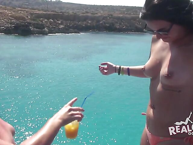 Spring Break boat party with lots of wild bikini girls