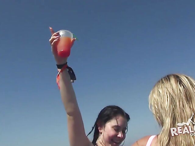 Spring Break boat party with lots of wild bikini girls