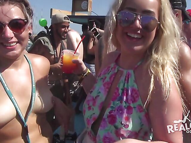 Spring Break boat party with lots of wild bikini girls