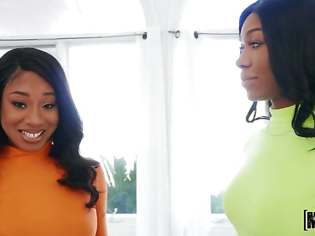 FFM ebony babes POV with Nadia Jay and Lala Ivey sharing a white prick