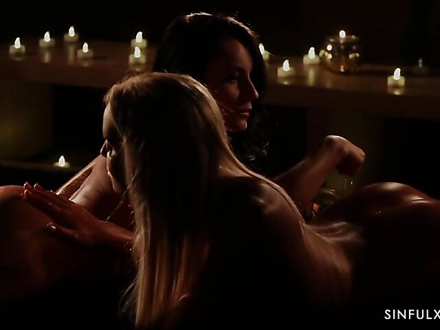 Lesbian erotic video with oiled up Lexi Dona and Victoria Pure