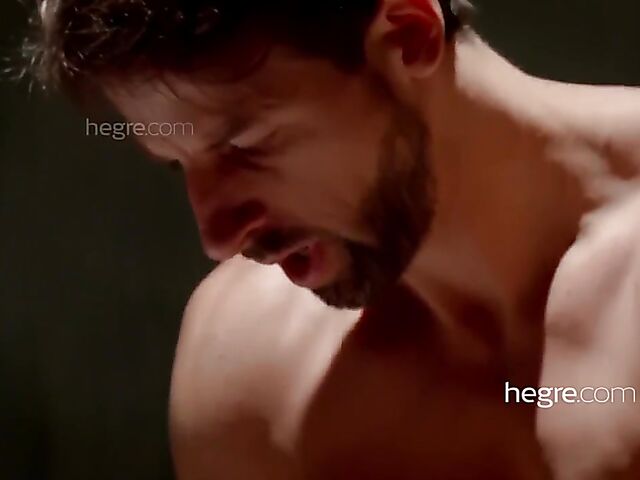 Erotic massage with legs wide open on a gyno chair