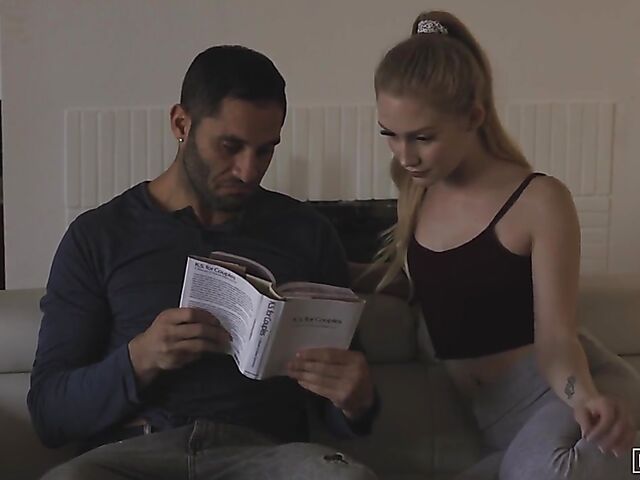 Long haired slim blonde Emma Starletto exploring Kama Sutra