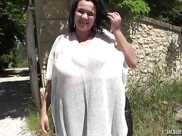 26-year-old French BBW with humongous tits Ines gets shagged