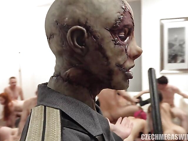 Czech mega swingers orgy party with monsters