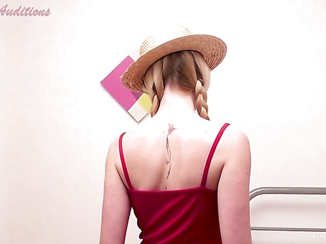 UK teen with pigtails Britney takes off her plaid skirt and gets pounded