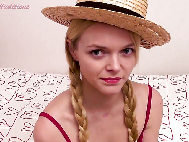 UK teen with pigtails Britney takes off her plaid skirt and gets pounded