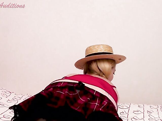 UK teen with pigtails Britney takes off her plaid skirt and gets pounded