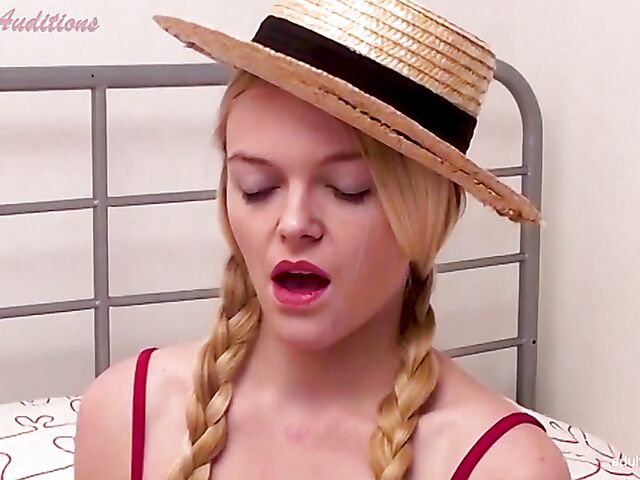 UK teen with pigtails Britney takes off her plaid skirt and gets pounded