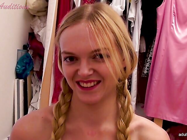 UK teen with pigtails Britney takes off her plaid skirt and gets pounded