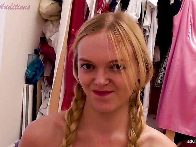 UK teen with pigtails Britney takes off her plaid skirt and gets pounded