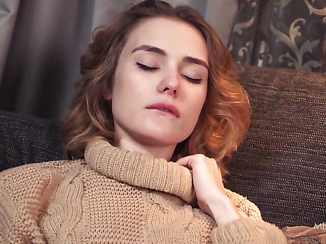 Beautiful fingering solo with slender girl Alice Shea