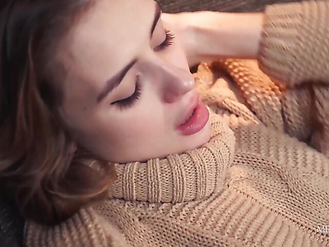 Beautiful fingering solo with slender girl Alice Shea