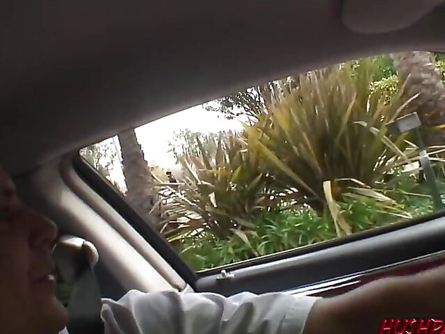 Just picked up slut Satine Phoenix displays her big white booty and gets fucked in her pussy