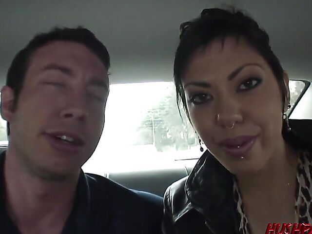 Just picked up slut Satine Phoenix displays her big white booty and gets fucked in her pussy