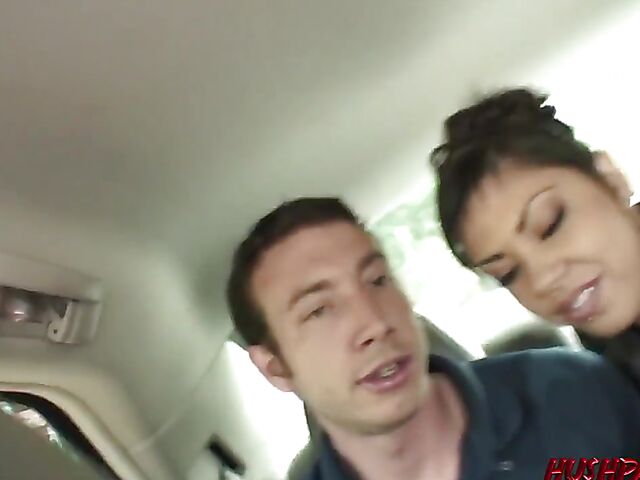 Just picked up slut Satine Phoenix displays her big white booty and gets fucked in her pussy