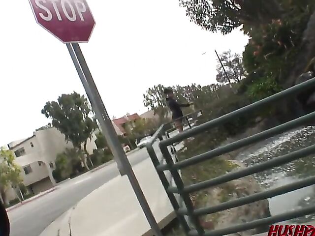 Just picked up slut Satine Phoenix displays her big white booty and gets fucked in her pussy