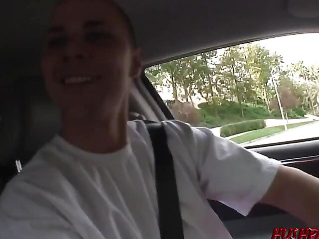 Just picked up slut Satine Phoenix displays her big white booty and gets fucked in her pussy