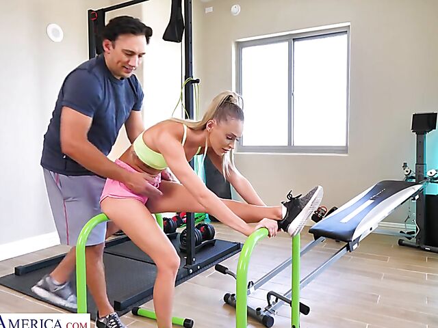 Naughty Athletics POV gym workout and fuck with slim fit babe Emma Hix