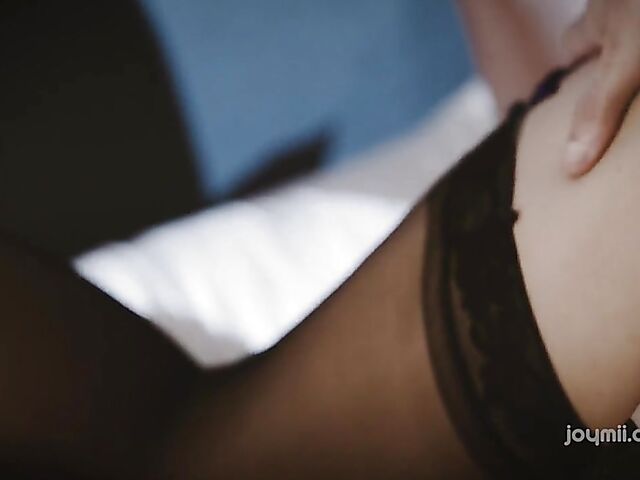 Bedtime hot sex in black stockings with seductive Nicole Vice