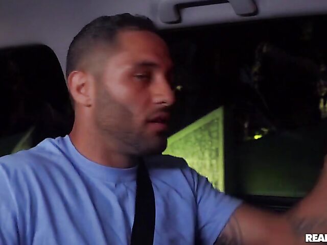 Car interracial fuck in the night with sexy ebony Anya Ivy