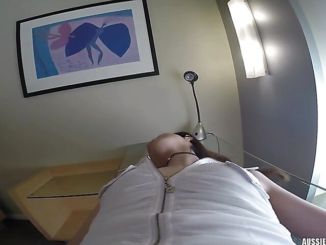 Asian Australian blowjob queen Amy Ling sucking POV