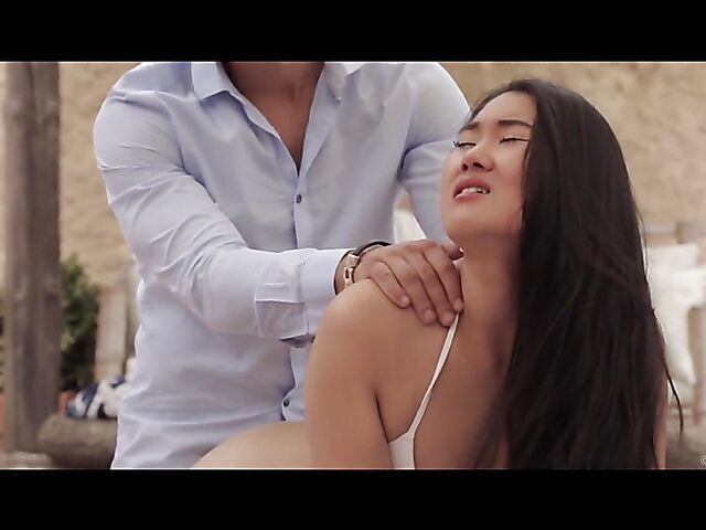 Summer lust in the backyard with asian bikini girl Katana and hot Juan Lucho