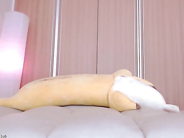 Chinese webcam beauty shows her firm boobs and rubs her mound in her black panties