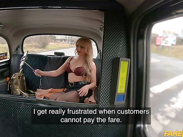Fake taxi blonde Caty Kiss fucks in stockings