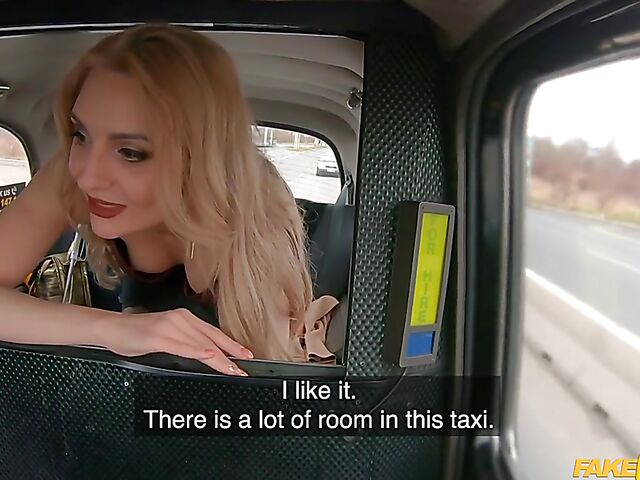 Fake taxi blonde Caty Kiss fucks in stockings