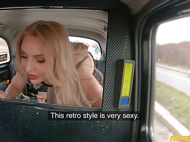 Fake taxi blonde Caty Kiss fucks in stockings