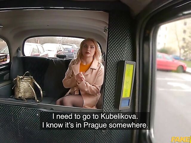 Fake taxi blonde Caty Kiss fucks in stockings