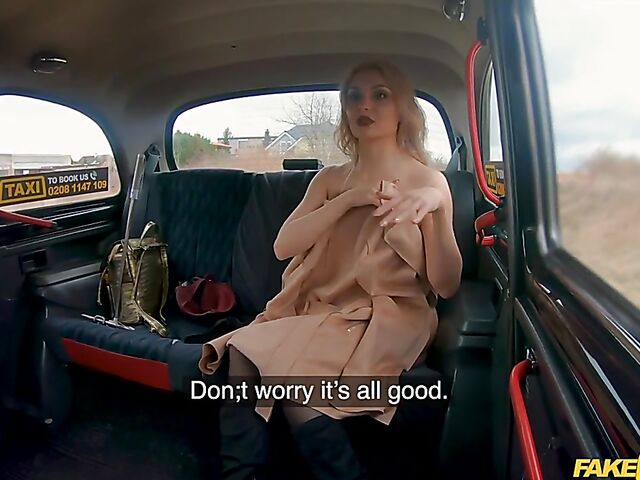 Fake taxi blonde Caty Kiss fucks in stockings