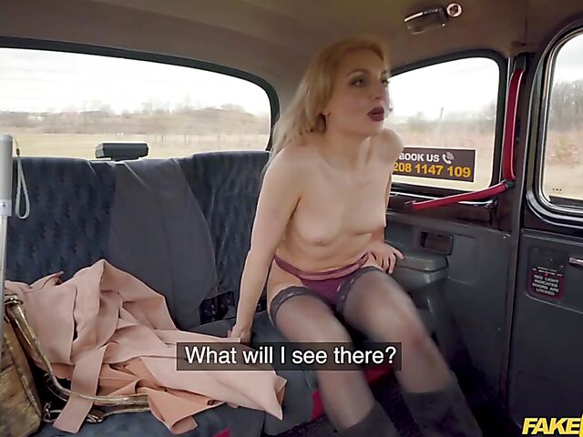 Fake taxi blonde Caty Kiss fucks in stockings