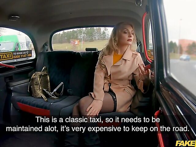 Fake taxi blonde Caty Kiss fucks in stockings