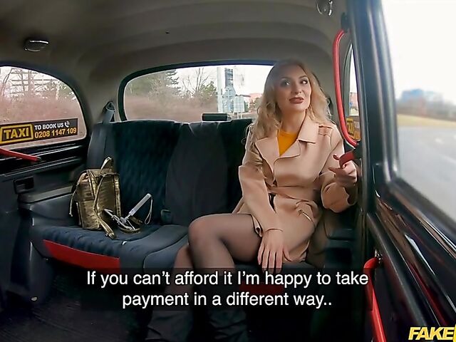 Fake taxi blonde Caty Kiss fucks in stockings