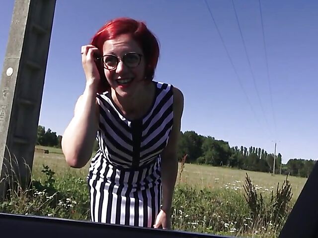 Redhead MILF hitchhiker Flora Milano is ready for anal