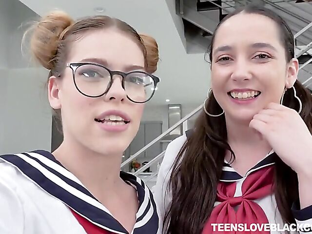 Leah Lee & Will Tile - Interracial schoolgirl threesome with a big black dick