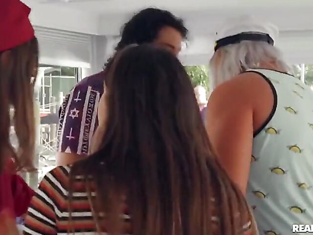 Femdom blowjob in leather with Kyler Quinn and boat sex with Sloan Harper