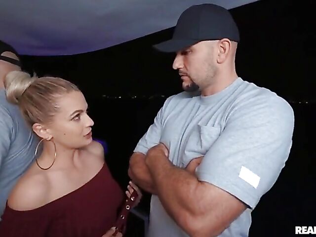 Femdom blowjob in leather with Kyler Quinn and boat sex with Sloan Harper